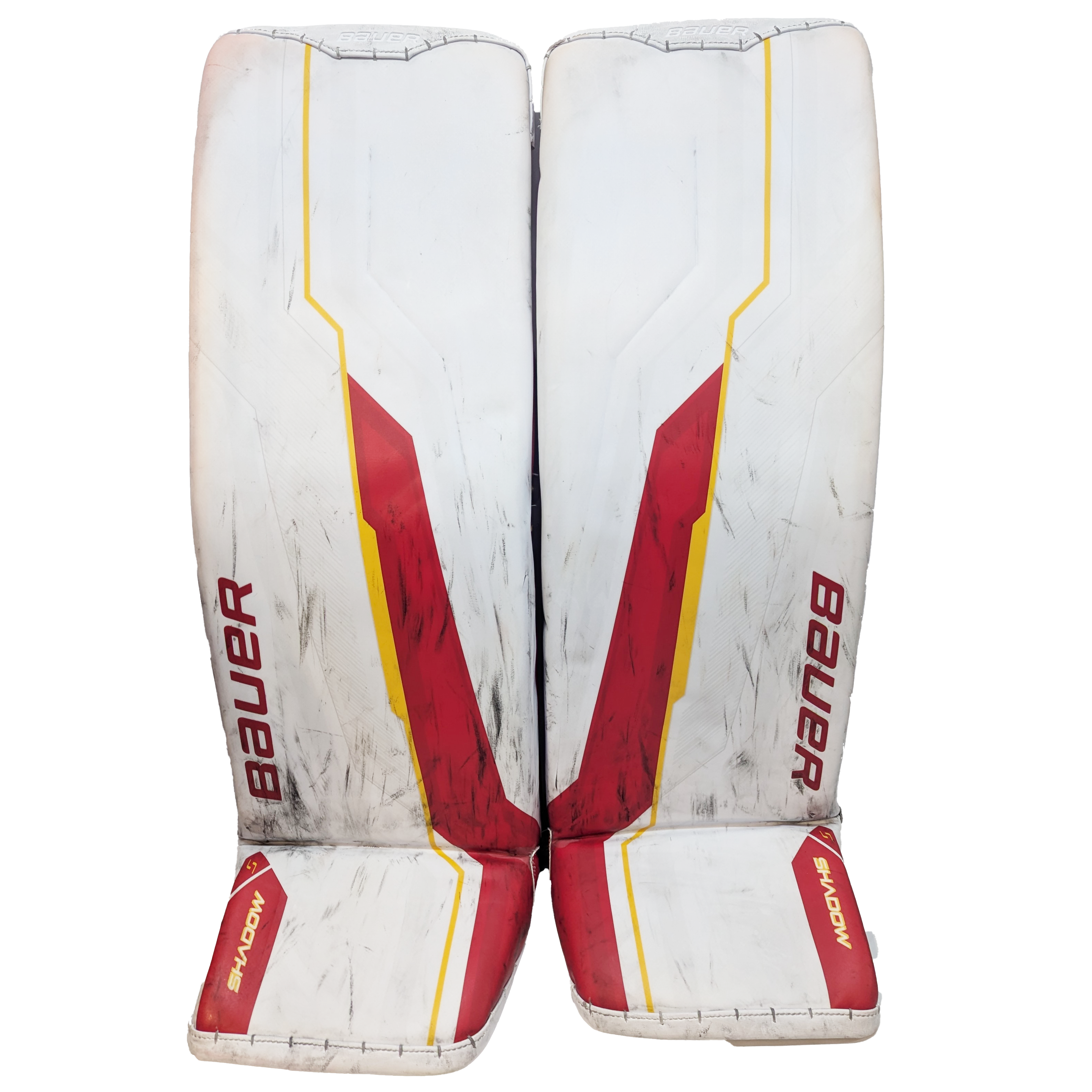 Bauer Supreme Shadow - Ensemble complet de gardien de but AHL Pro Stock d'occasion (blanc/rouge/jaune)